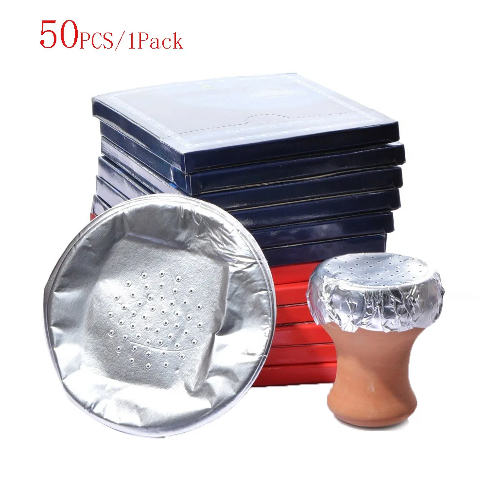50Pcs/Pack Hookah Shisha Aluminum Foil Paper with Hole for Water Pipe Sheesha Chicha Narguile Accessories hookah accessories