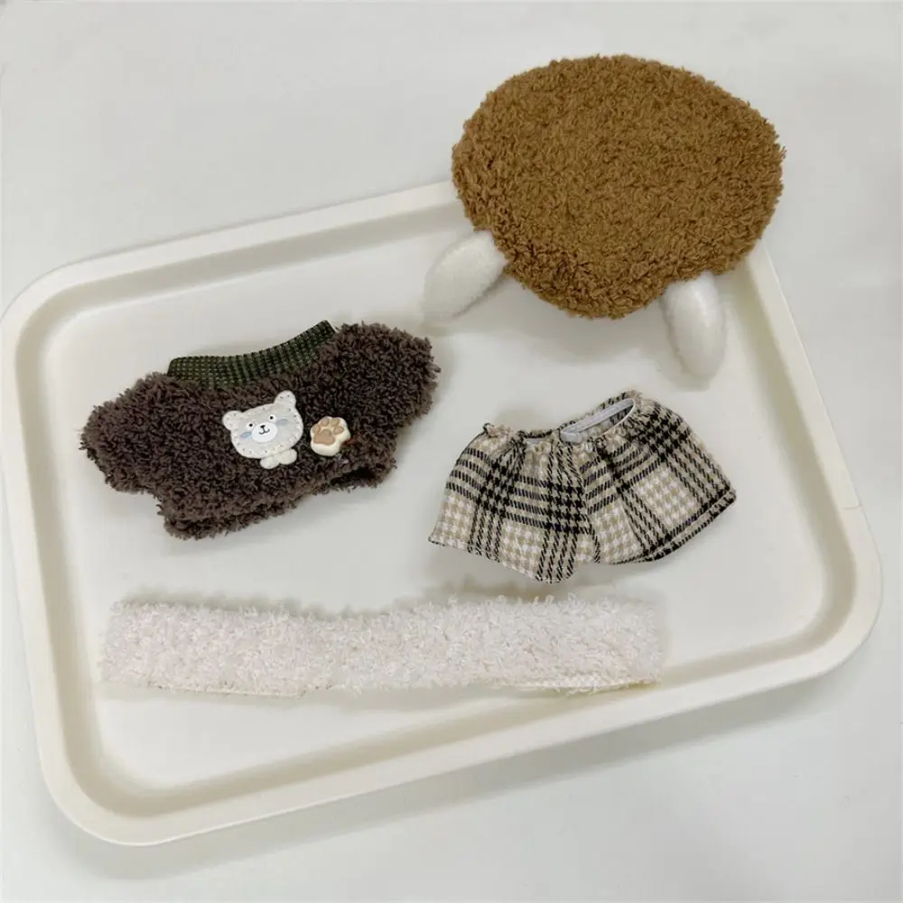 Puppy Bear Hat 10cm Cotton Doll Clothes Stuffed Doll Outfit Clothing Plush Doll Costume Suit Pant T-shirt Suit Wearable