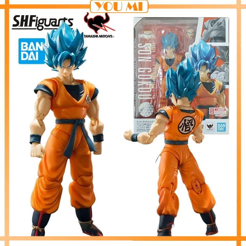 

In Stock Bandai Dragon Ball Z SHF Son Goku SHF Blue S.H.Figuarts Super Saiyan God Blue Son Gokou 16Cm Action Figure Model Toys