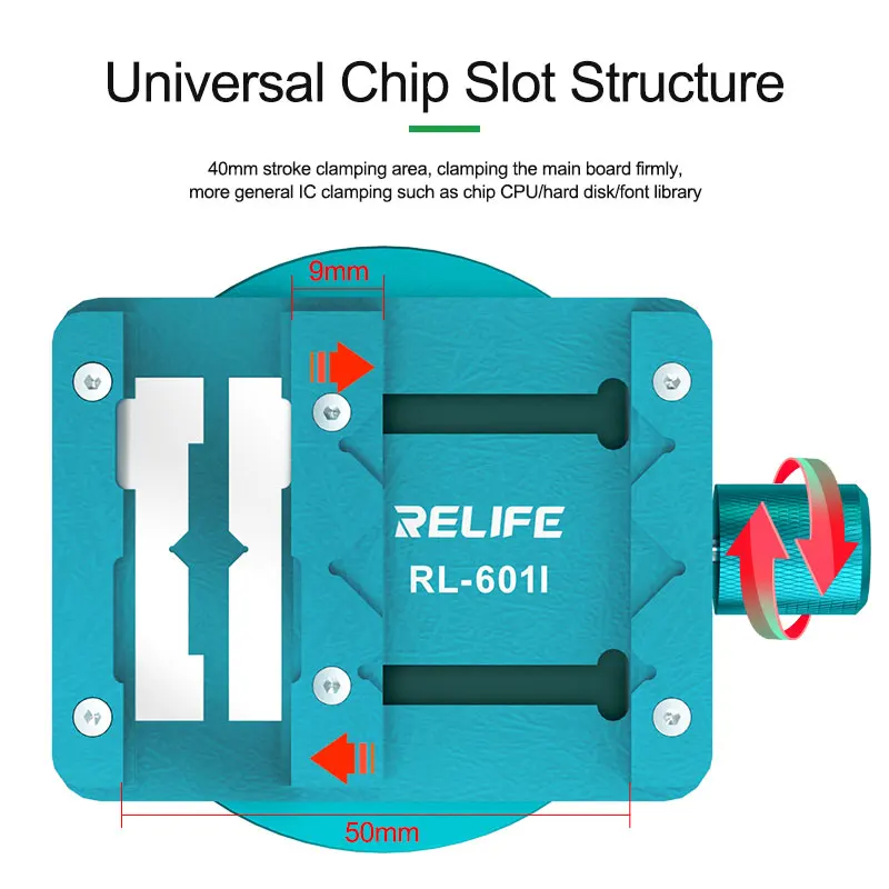 RELIFE RL-601I Mini Rotary Fixture for Mobile Phone Motherboard IC Chip Repair Universal 360° Rotation Heat Resistance Clamp