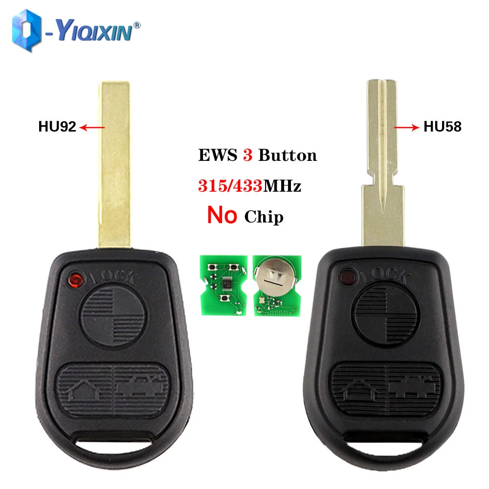 YIQIXIN EWS No Chip 3 Buttons 315/433Mhz Car Remote Key For BMW Z3 E31 E32 E34 E36 E38 E39 E46 Z3i HU58 HU92 Blade Smart Fob