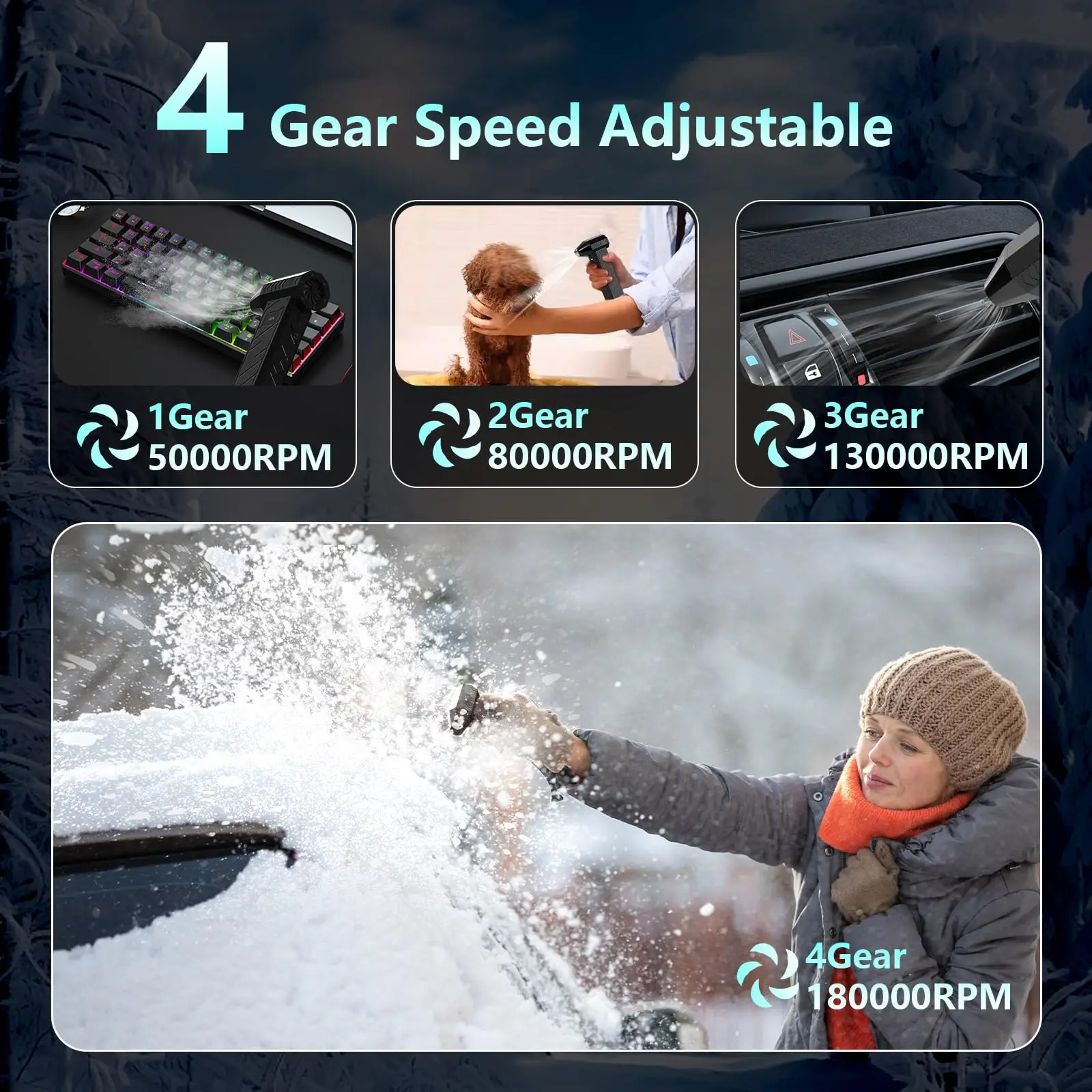 180000RPM Turbo fan High Power Jet Fan Brushless Motor Variable Speed Dust Blower Cleaning Tool Air Duster Air Blower Handheld 3