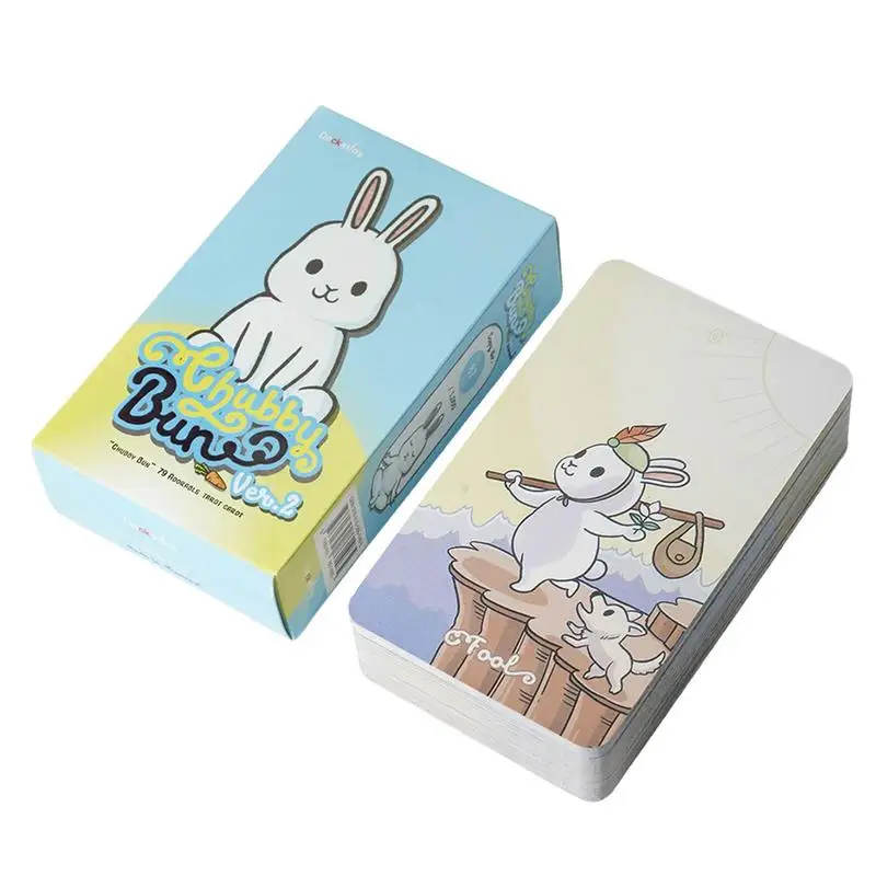 Chubby Bun Tarot Rabbit Oracle Cards TeddyTarot Card Divination Deck English Vision Edition Board Playing Game For Family Party mini size universal tarot deck leisure party table game high quality fortune telling prophecy oracle cards with guide book