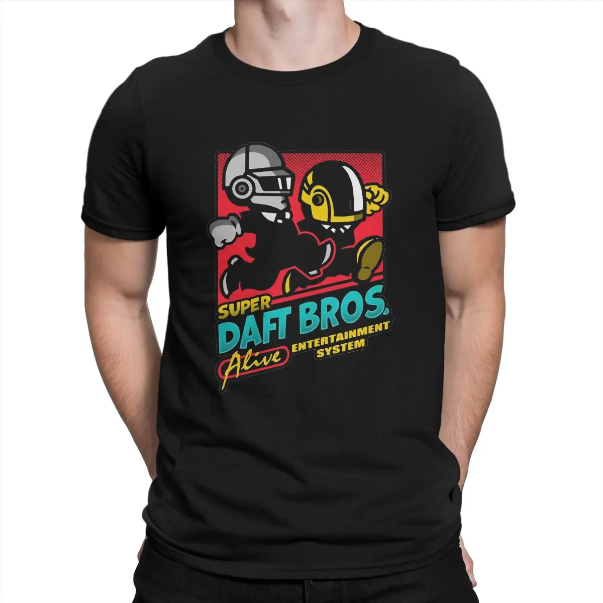 thumbnail image 1 of Camisetas Super Bros. de algodón para hombre, novedosas, con cuello redondo, de banda de producción electrónica, 1 of 7