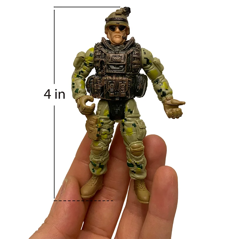 6Pcs Army Men SWAT Team Soldiers WWII War Game Movable Action Figures Playset Military Weapons Modle For Kid Boy Children Gifts