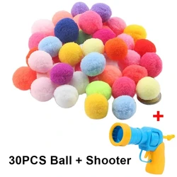 Interactive Cat Training Toy - Creative Mini Shooting Game with Stretch Plush Balls (30 Balls 1 Shooter)