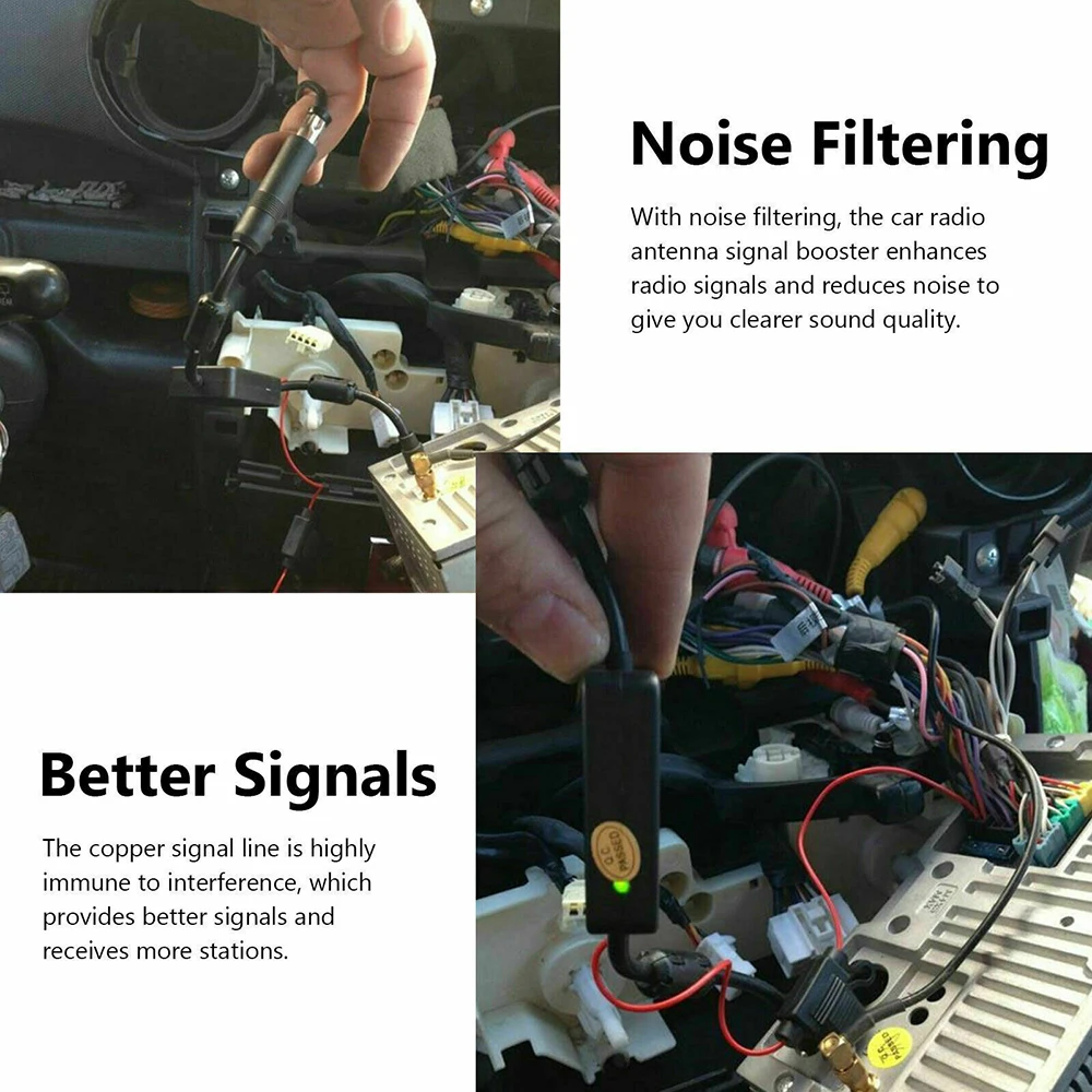 Auto Car FM AM Radio Stereo Signal Antenna Aerial Signal Amplifier Booster 12V