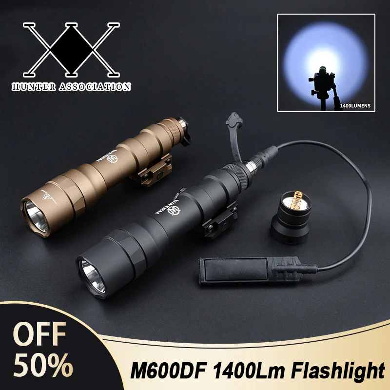 

Wadsn Surefir M600 M600DF High Powerful 1400 Lumens Tactical Flashlight White LED Fit 20MM Rail Airsoft Hunting Scout Gun Light