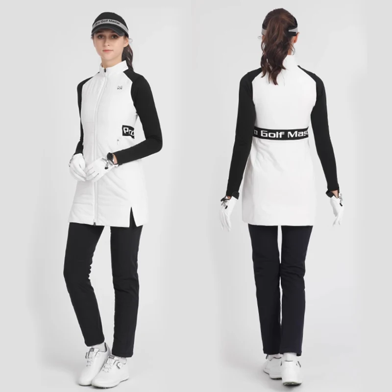 Autumn and winter female golf sleeveless vest coat woman warm with cotton jacket waterproof windproof long coats outdoor wear