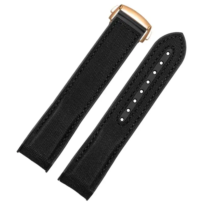 SCHIK 20mm 22mm Black Blue Orange Fabric Nylon Rubber Watch Band For Omega Seamaster 300 Ocean Watchband Buckle Tools Silicone