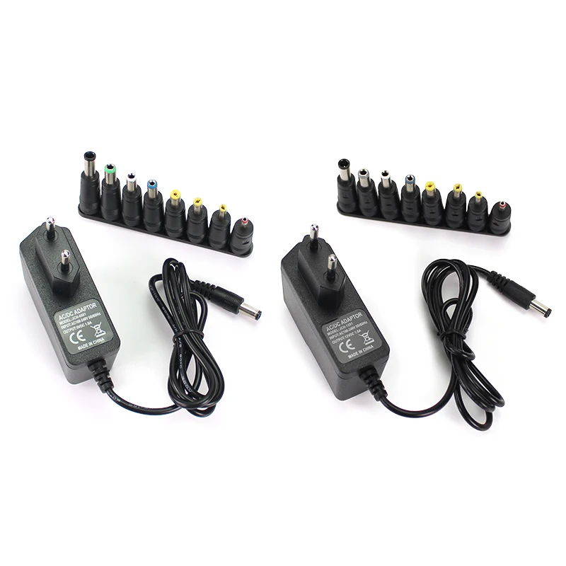 5V 6V 12V 1A AC/DC Adapter Power Supply 220V to 6v Lighting Transformer With 8pcs Universal Power Supply Adapter Connector Plug