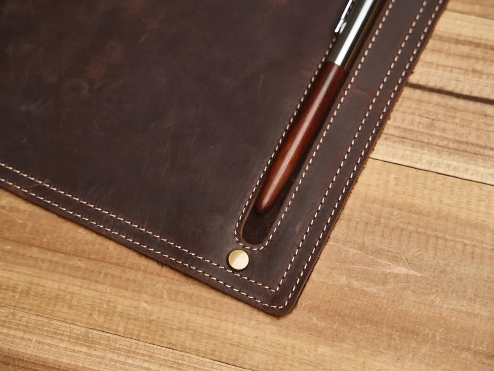 Nasva Echt leder Mauspad mit Stifts chlitz kleines quadratisches Mauspad Studien büro rutsch feste Matte – Detail 12