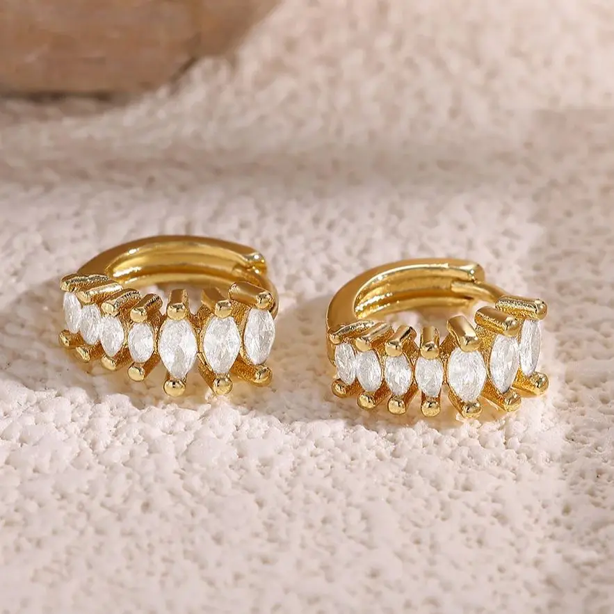 Marquise CZ Hoop Earrings for Women