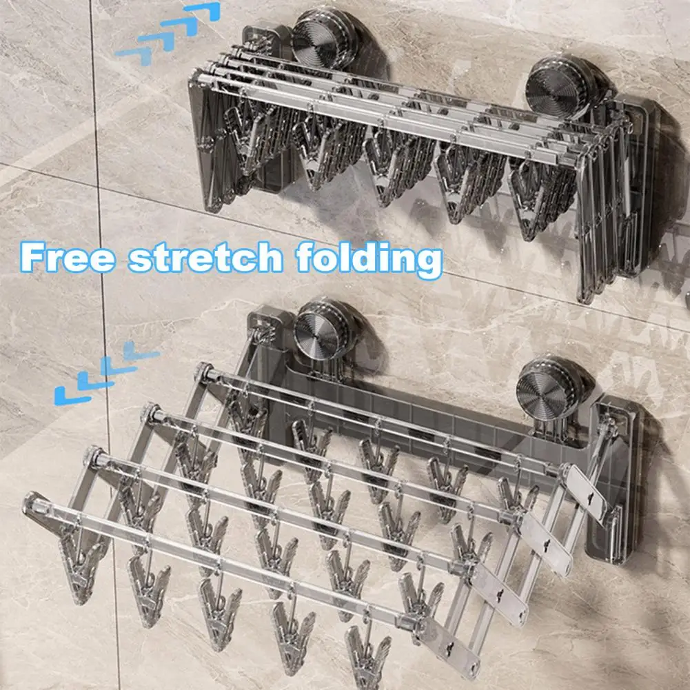 Sunlight-friendly Drying Rack Space-saving Retractable Sock Drying Rack with 20 Clips Foldable Design Easy for Laundry 6
