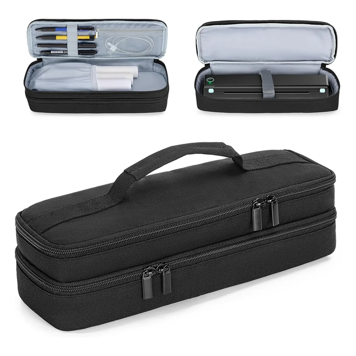 A04R-Portable Printer Case for Phomemo M08F, Itari M832, JADENS, Aixiqee, MUNBYN Double-Layers Mobile Printer Storage Bag