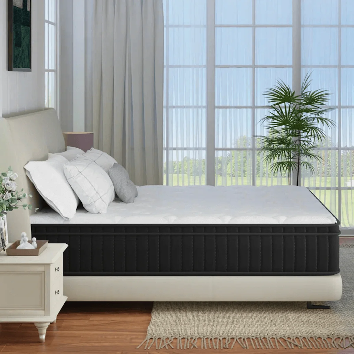Queen Size Mattress Medium Firm Hybrid Mattress with Gel Memory Foam,CertiPUR-US Mattress in a Box, Pressure Relief 3