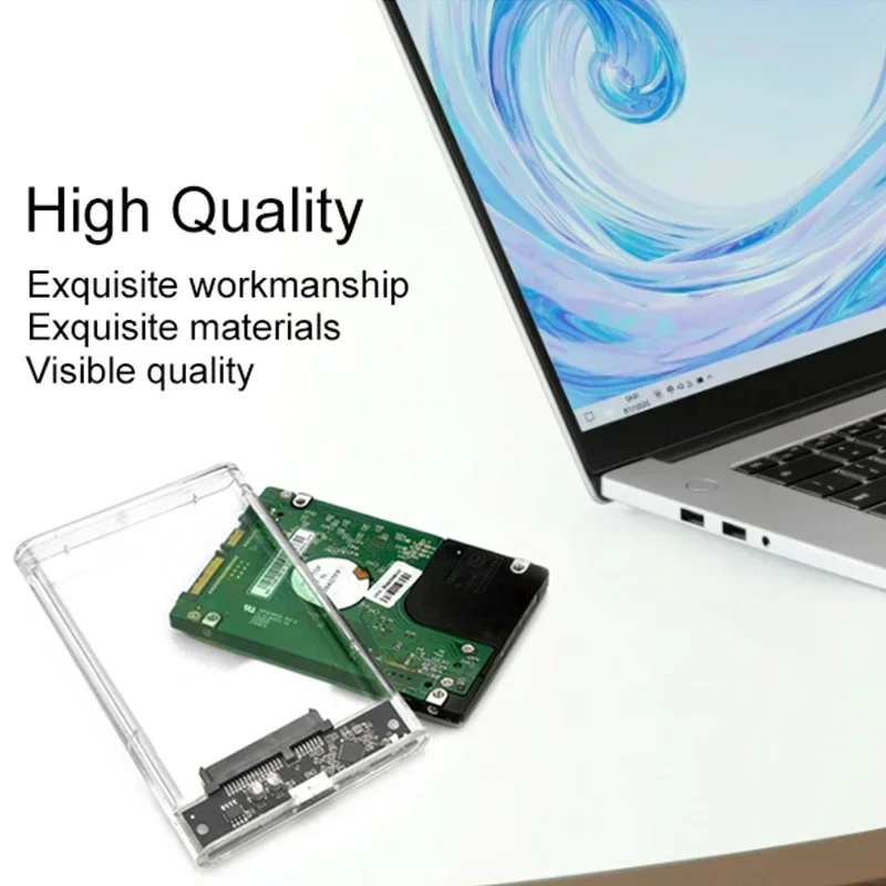 타입-C 3.1 SSD 케이스 인클로저 박스 2.5 HDD SATA to USB 3.0 5Gbps 어댑터 외장 하드 드라이브 박스 투명/블랙