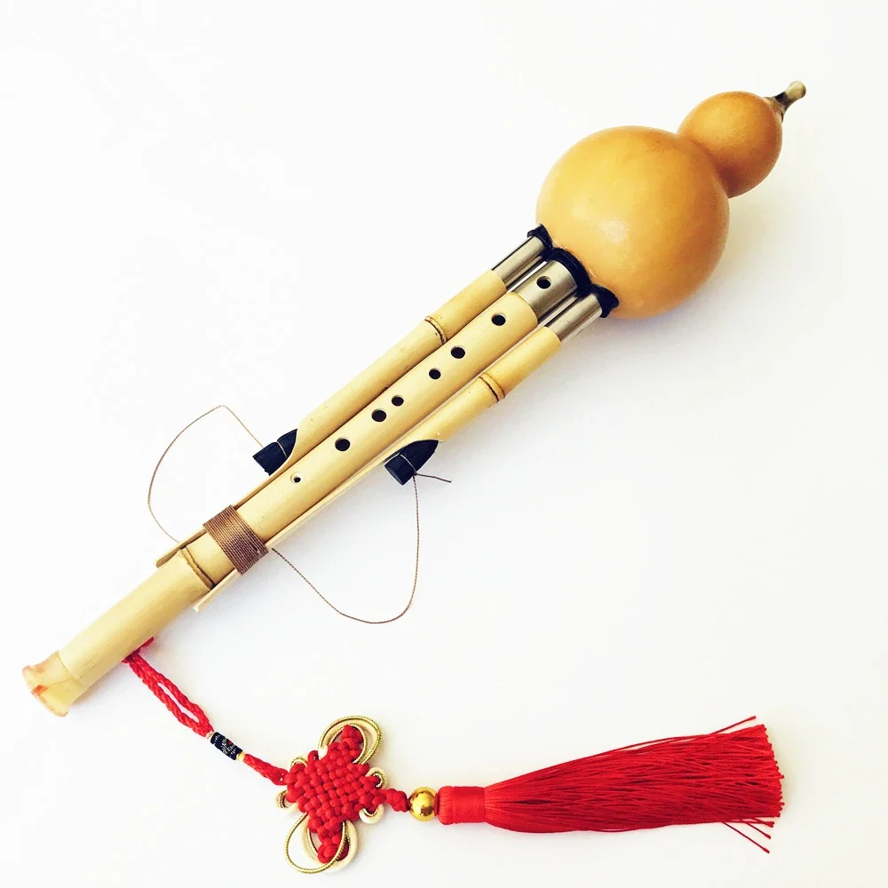 Chinese Handmade Hulusi Golden Bamboo Gourd Cucurbit Flute 7&9 Holes Musical Instrument Key of bB/C/F/G with Case Flauta Dizi
