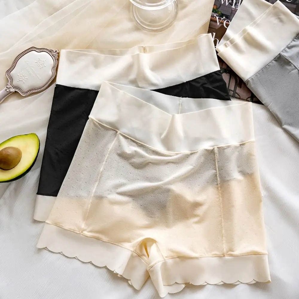 Breathable Summer Large Size Lingerie Ice Silk Seamless Skirt Shorts Safety Short Pants Women Underwear High Waist Safety Shorts safety shorts high waist shorts women shorts underwear