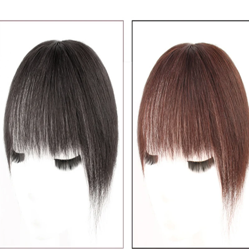 앞머리 있는 인모 Toupee 여성용 실크 탑 토퍼, 실크 베이스 교체, 천연 다크 브라운 색상, 30cm