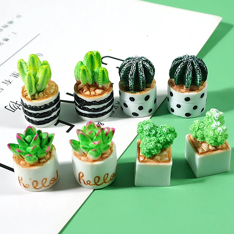 

Artificial Resin Cactus Potting Cartoon Mini Potted Micro Landscape Ecological Bottle Succulent Model Home Tabletop Ornaments