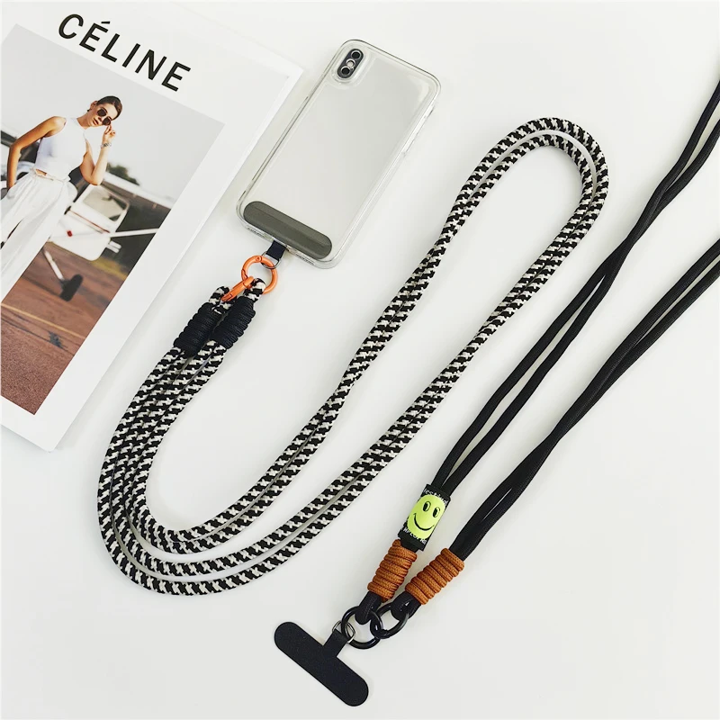 120cm Double Rope Crossbody Phone Lanyard with Anti-Loss Neck Clip