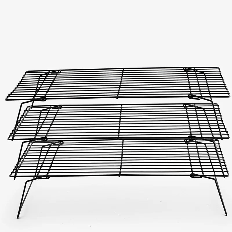Охлаждающая подставка для приготовления пищи и выпечки, 3-уровневая штабелируемая проволочная охлаждающая подставка с ножками для охлаждения печенья, пиццы, тортов, выпечки