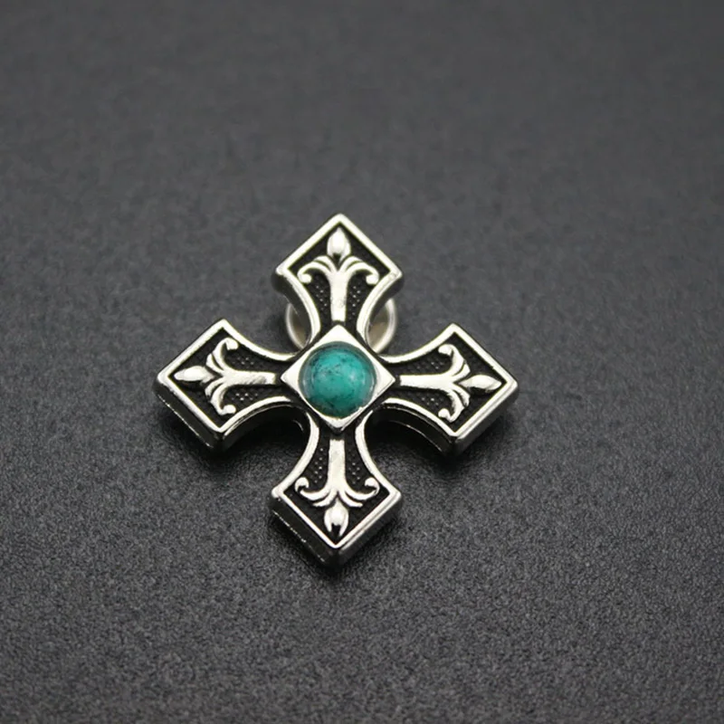 Description Picture 4 of item22mm Turquoise Cross Leather Decorative Buckle Conchos Button Leather Craft Goods Screw Back DIY Leathercraft Accessories