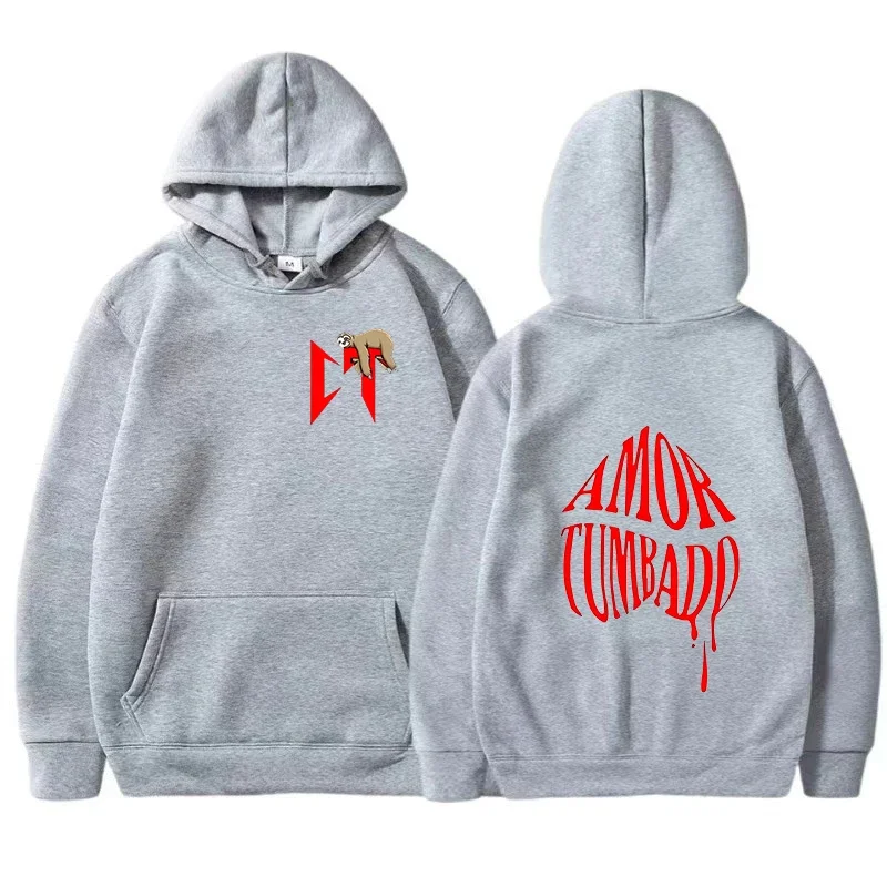 Singer Natanael Cano Amor Tumbado Sloth Graphic Hoodie Men Women High Quality Fashion Sweatshirts Street Trend Hip Hop Pullovers