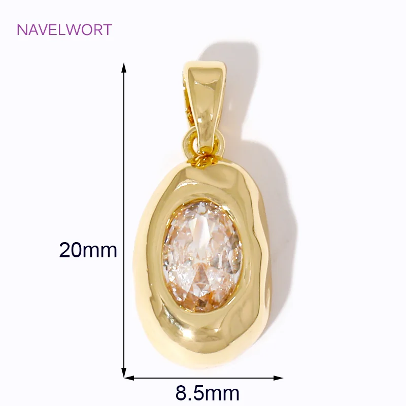 Trendy Intarsien Zirkon Charms 18K Gold Überzogene Unregelmäßige Oval Charms Anhänger Für Armband Halskette Schmuck Machen DIY Zubehör – Detail 16
