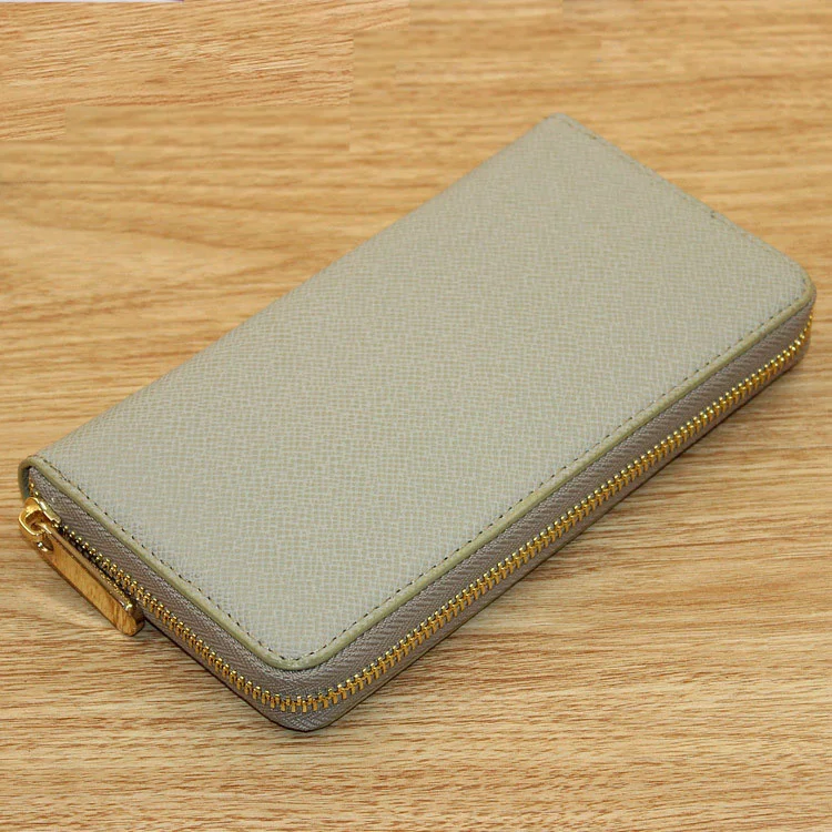 Free Personalized Customized Letter Genuine Saffiano Leather Zipper Long Wallet Multi Card Wallet Men's Wallet Handbag