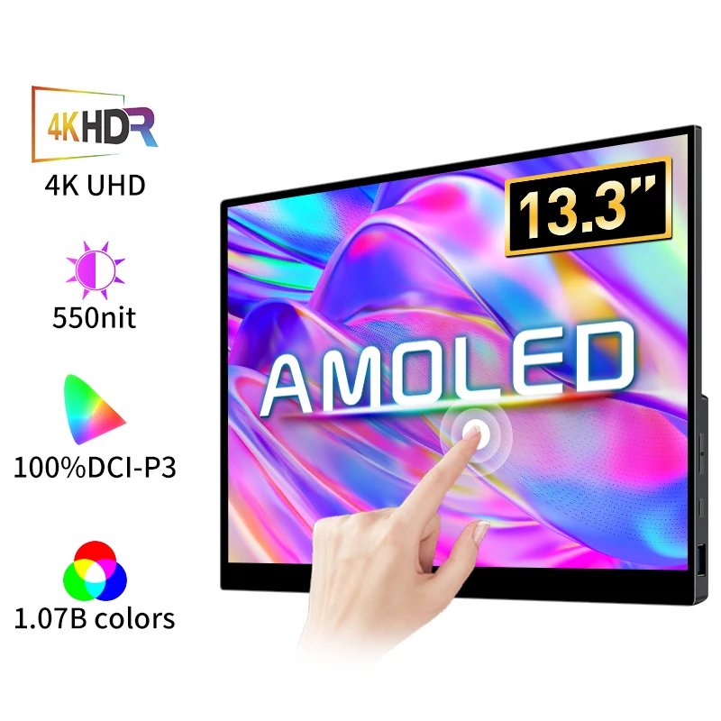 13.3 インチ 4K OLED タッチスクリーンポータブルモニター 3840*2160