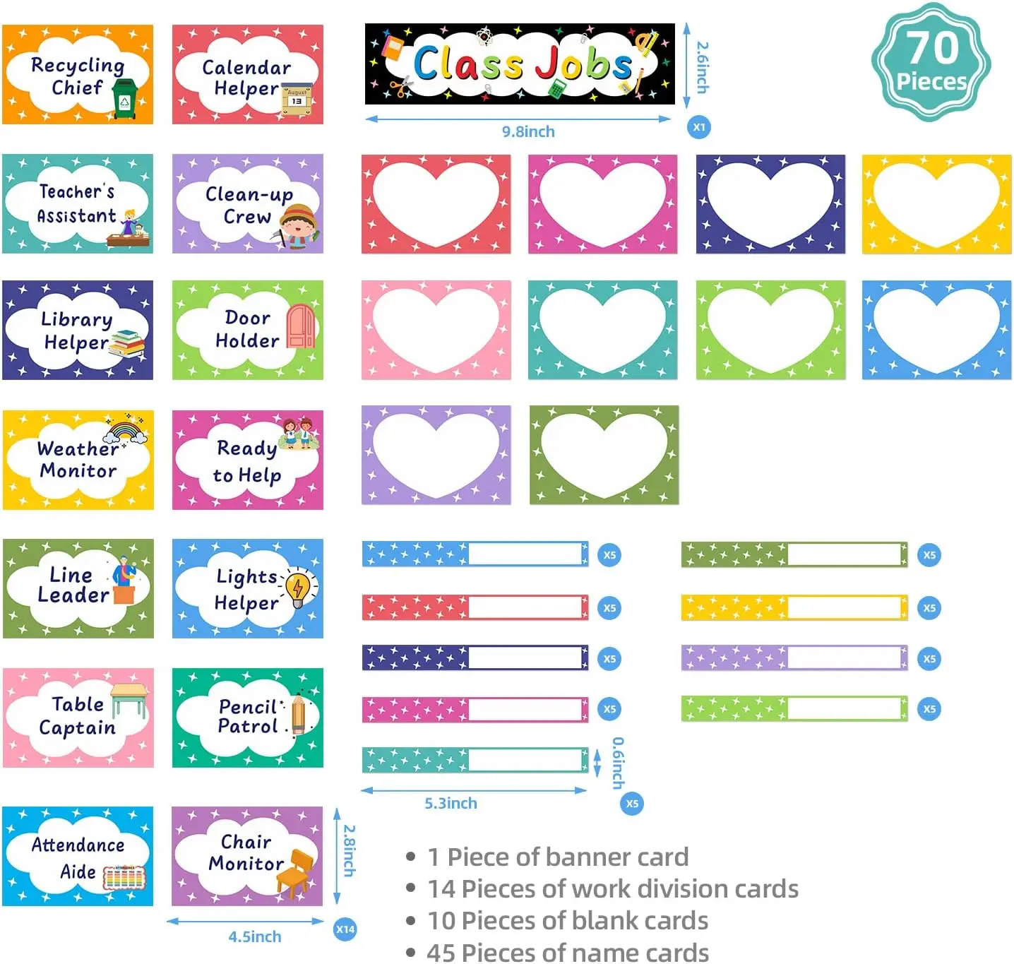 Class Jobs Pocket Chart Class Management Educational Pocket Chart with 70 Colorful Dry Erase Cards 3 Hooks For Students Visual Schedule Chart Schedule Chart