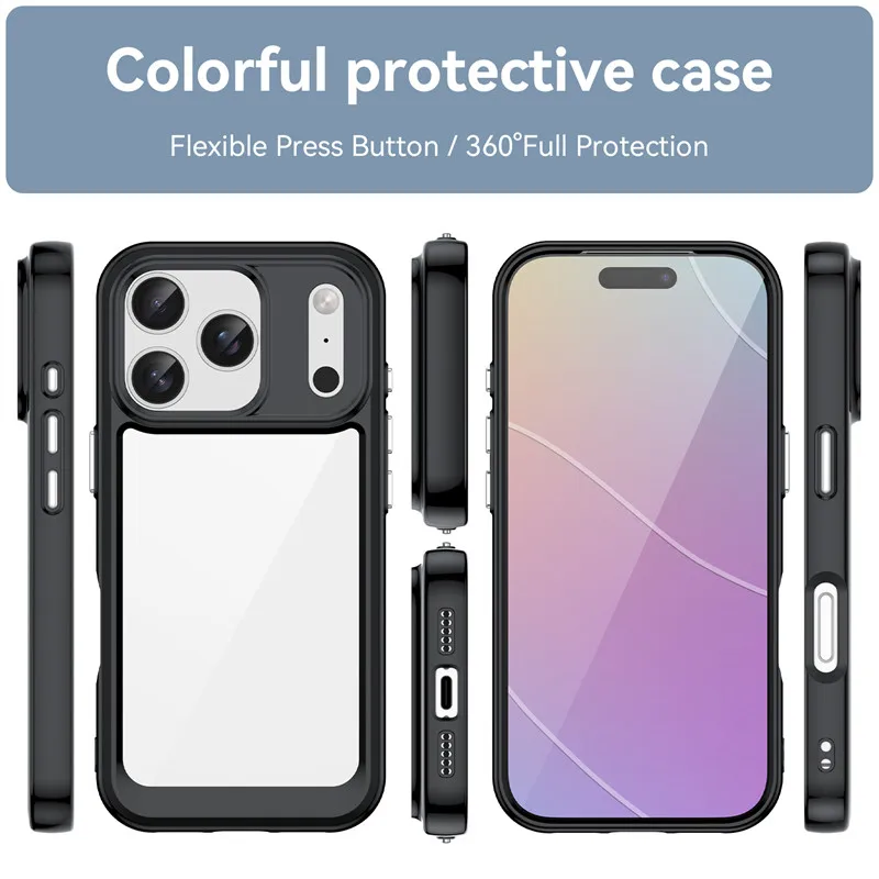 Per iPhone 17 Pro Custodia iPhone 17 Pro Cover TPU Border Acrilico Backplane Custodie protettive per iPhone 17 Pro Max Air Funda - Image 2