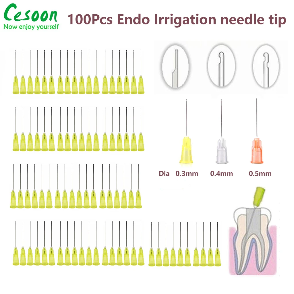 100pcs Dental Endo Irrigation Needle Tip 30GA EndClosed Side Hole
