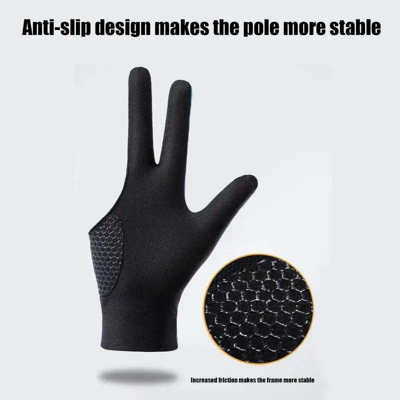 3 Finger Single Pool Gloves Non-Slip Pool & Billiards Gloves Breathable Wear-Resistant Cue Action Billiards Accessories