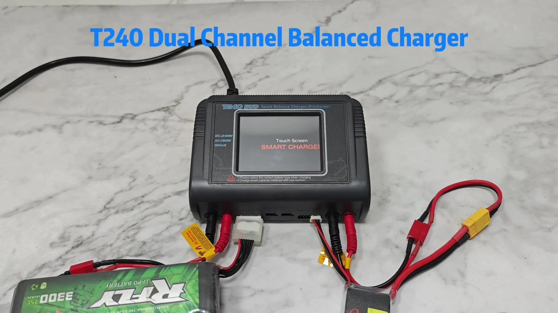 Chargeur Double Canal T240 Pour Batteries LiPo/NiMH/Pb | Écran Tactile Couleur 3.2", 10A, AC150W/DC240W - Idéal Drones, Voitures RC