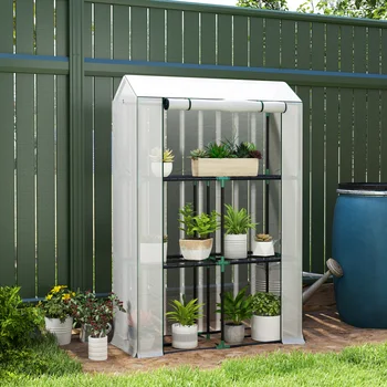 Outsunny greenhouse with Shelves Roller Door Winter Steel Foil greenhouse