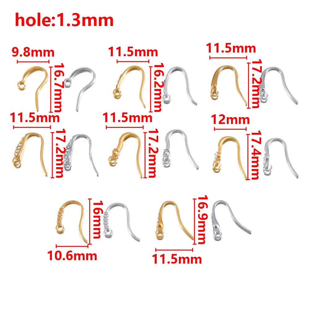 10 Stück Edelstahl-Ohrhaken, französischer Ohrring-Hakenverschluss, Zirkon-Ohrdraht mit Schlaufe, DIY-Schmuckherstellung, Zubehör – Detail 3