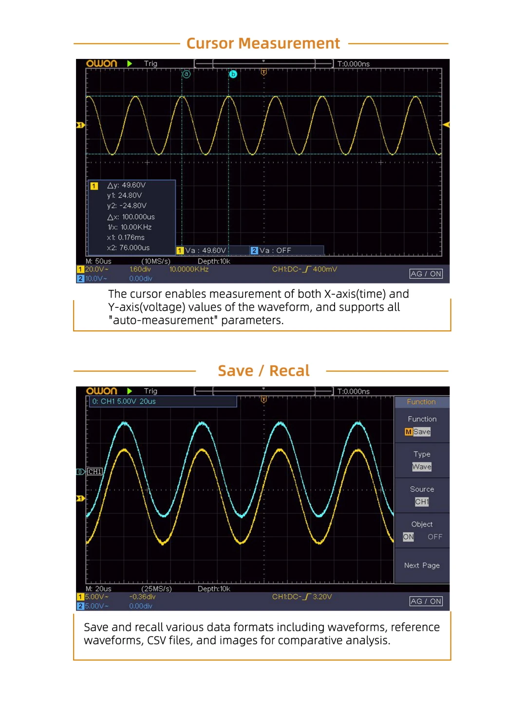 Digital Oscilloscope SDS200 2-channels 100Mhz 150Mhz 200Mhz 1GS/s FFT+ 25MHz 14B