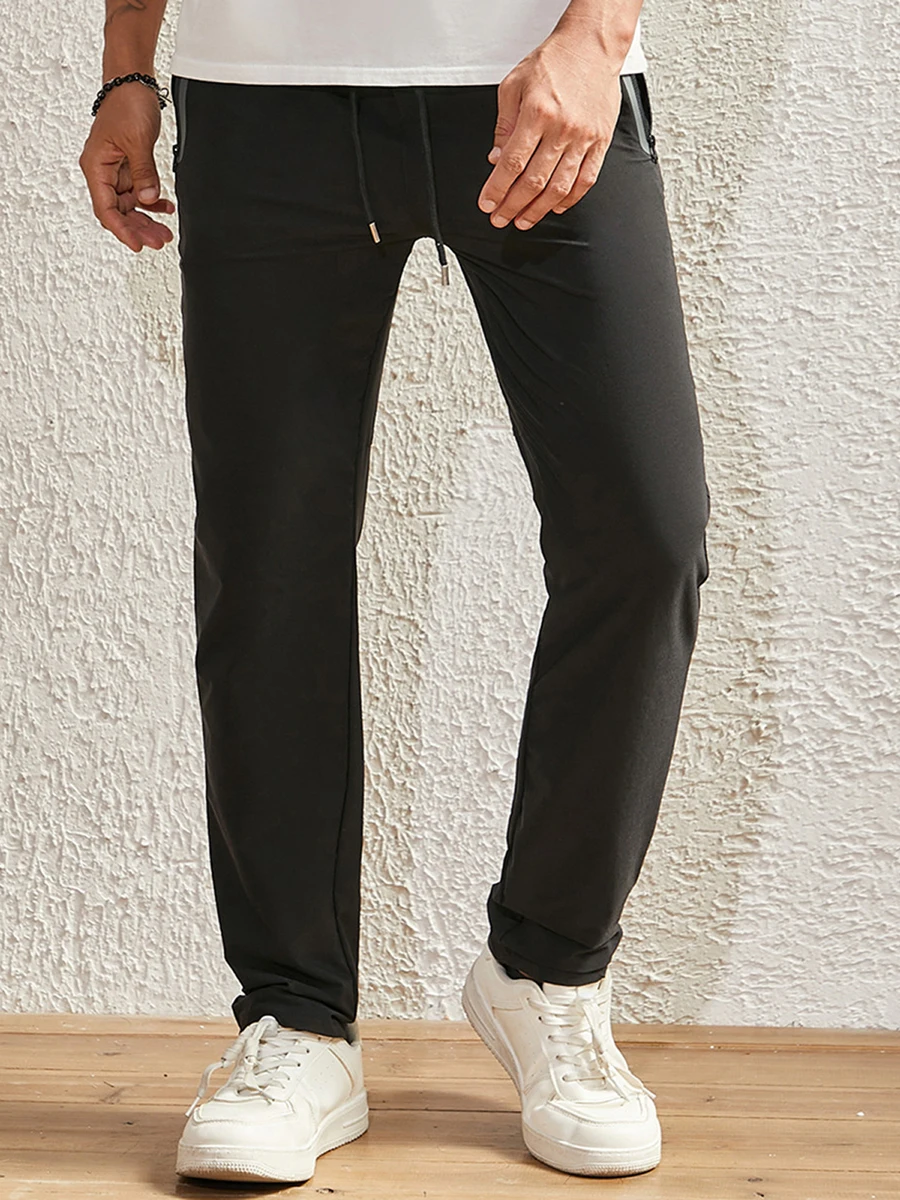 Men's Elastic Waist Pants with Drawstring and Pockets 3