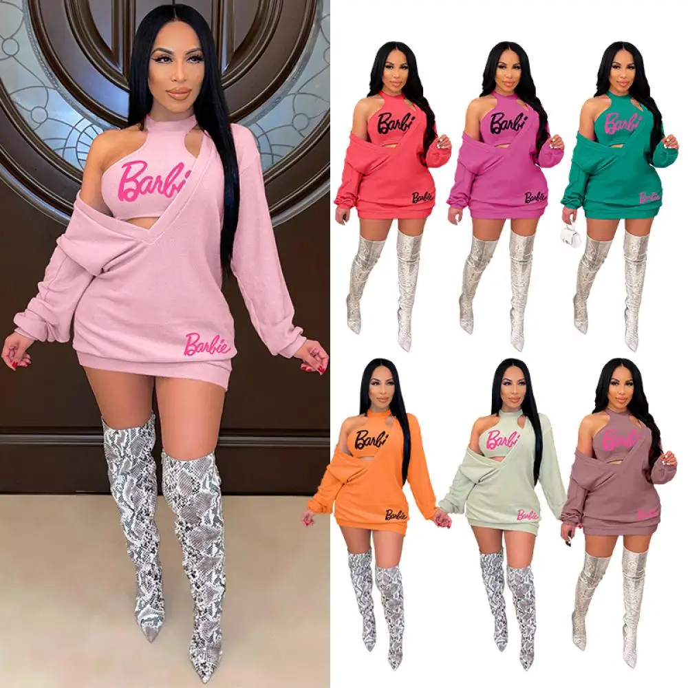 Лидер продаж, Барби, сексуальное платье и майка, в Европе и Америке, комплект из двух предметов для острых девушек и дам