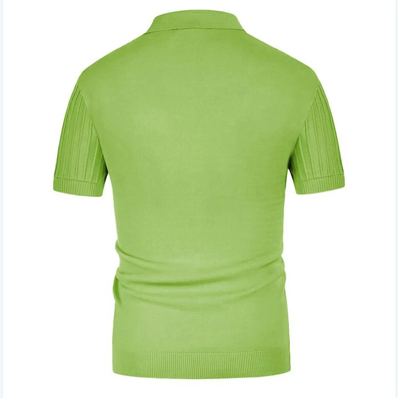 Однотонные вязаные рубашки-поло для мужчин, брендовые летние качественные эластичные полосатые повседневные рубашки с коротким рукавом из вискозы