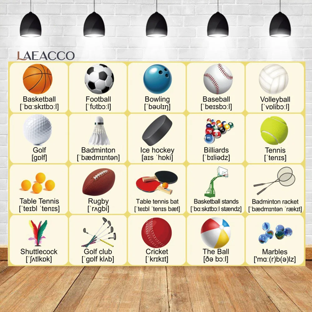 

Laeacco Pre-School Kindergarten Ball Games Theme Photography Background Back to School Online Kids Baby Shower Portrait Backdrop