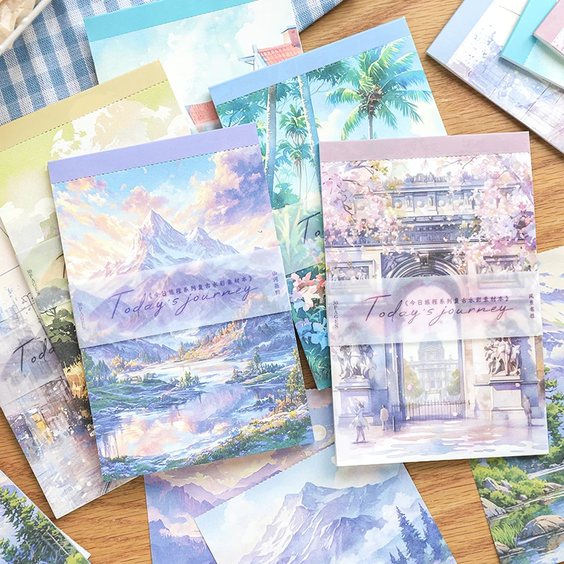 30 pcs Landscape material paper Decorative Diary Album Scrapbooking material Background paper junk journal supplies