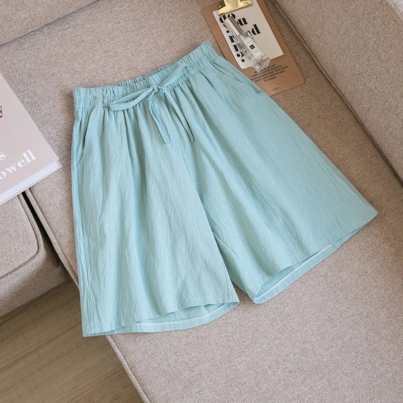 Cotton Linen Shorts Woman Basic Short Pants Mini Trousers Trafic Fashion High Waist Bottom for Women Summer Plus Size X168 linen shorts Shorts