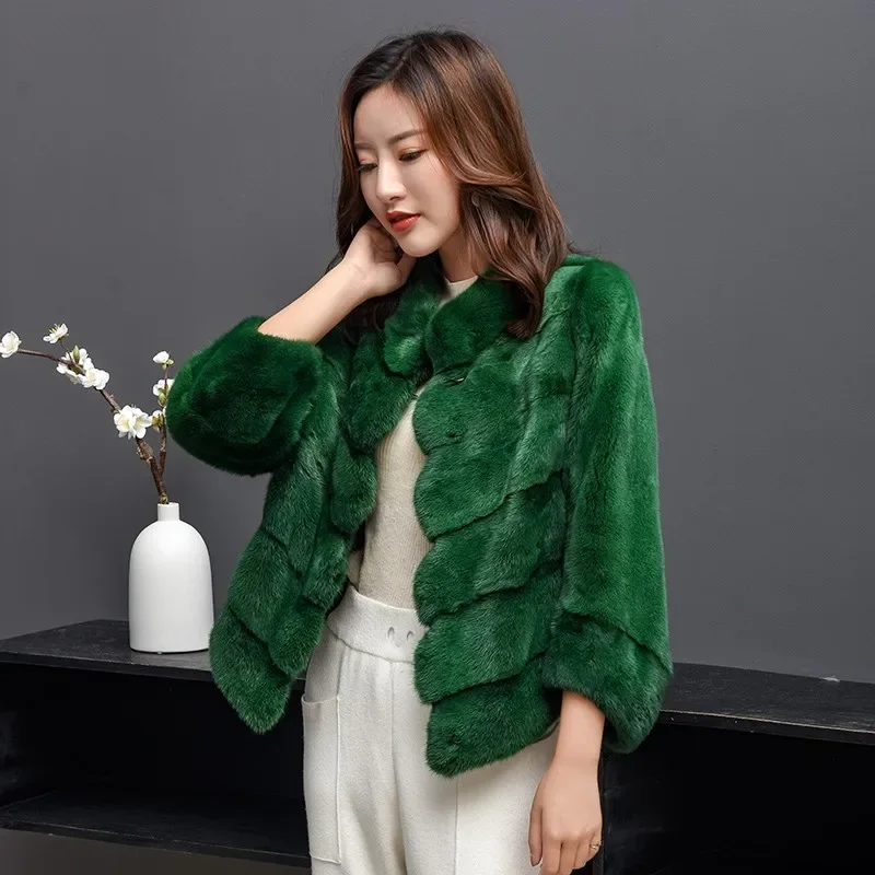 

Real Fur Coat Winter Short Mink Coats Natural Fur Jackets for Women Seven-part Sleeve Mink Fur Jacket New Ouwears Chaqueta Mujer