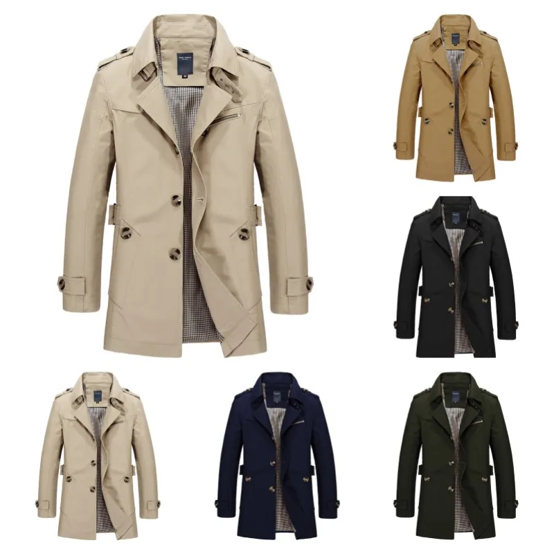 Warmth waterproof windbreaker jacket Autumn Winter Fashion Men Jackets Slim Fit Business Coats Men&rsquo;s Windbreaker Pure Color Outwear Plus Size 5XL Casual Men&rsquo;s Jacket