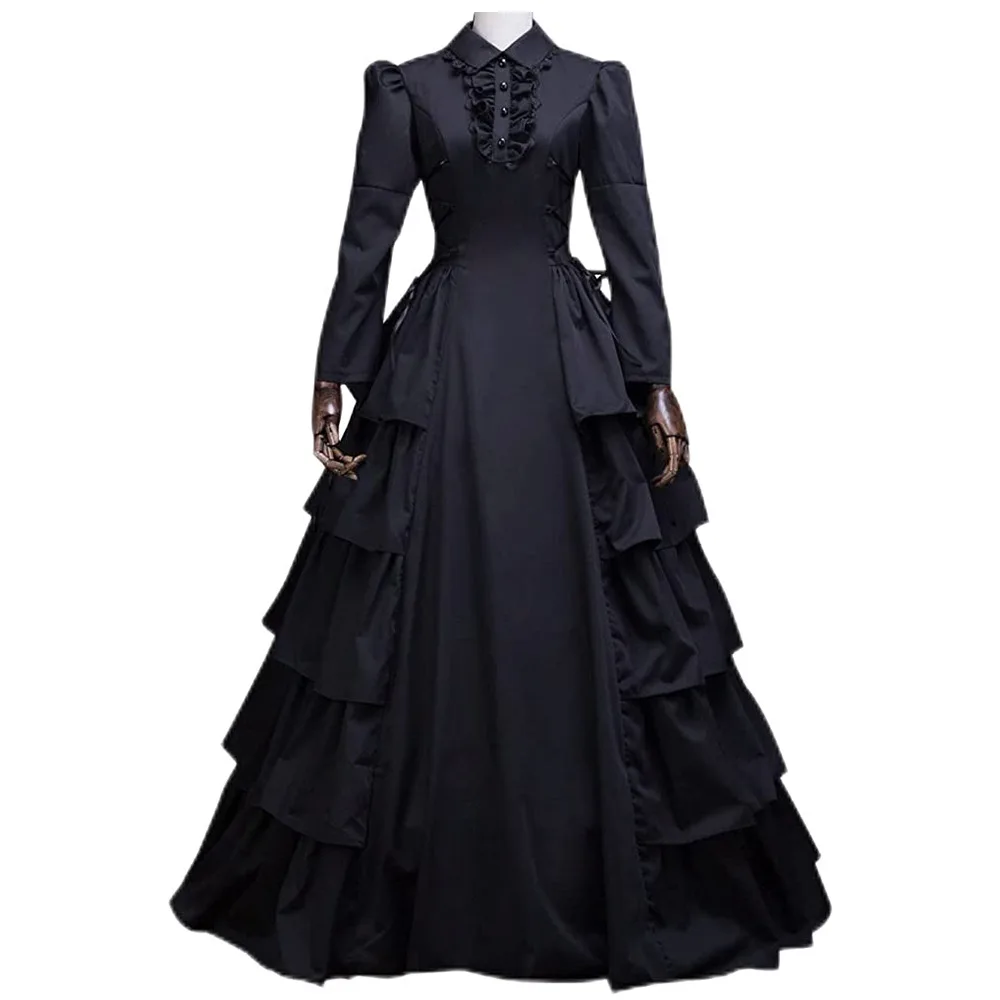 

Women 19th Victorian Dress Black Luxury Gothic Queen Party Ball Gown Vampire Darkness Renaissance Lolita Vestido Maxi