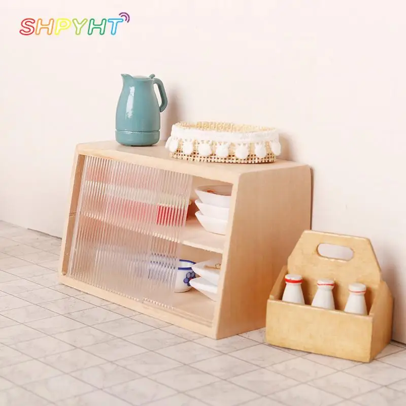 

1:12 1:6 Dollhouse Miniature Cabinet Wall Cabinet Hanging Dustproof Storage Cupboard Slanted Cabinet Furniture Doll House Decor